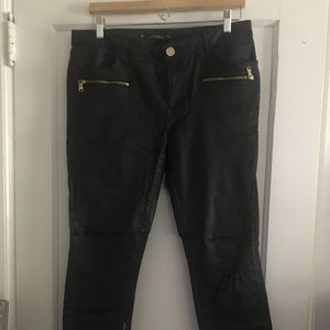 Zara Woman Black Skinny Waxy Pants